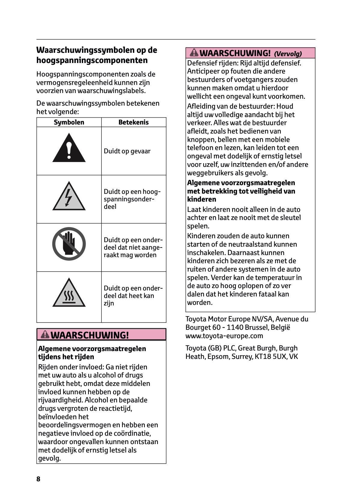 2025 Toyota GR Yaris Owner's Manual | Dutch