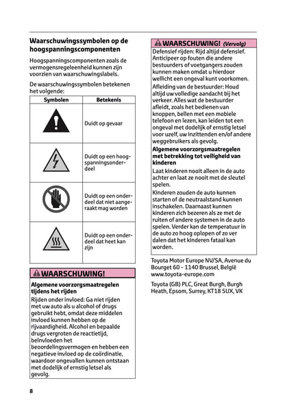 2025 Toyota GR Yaris Owner's Manual | Dutch