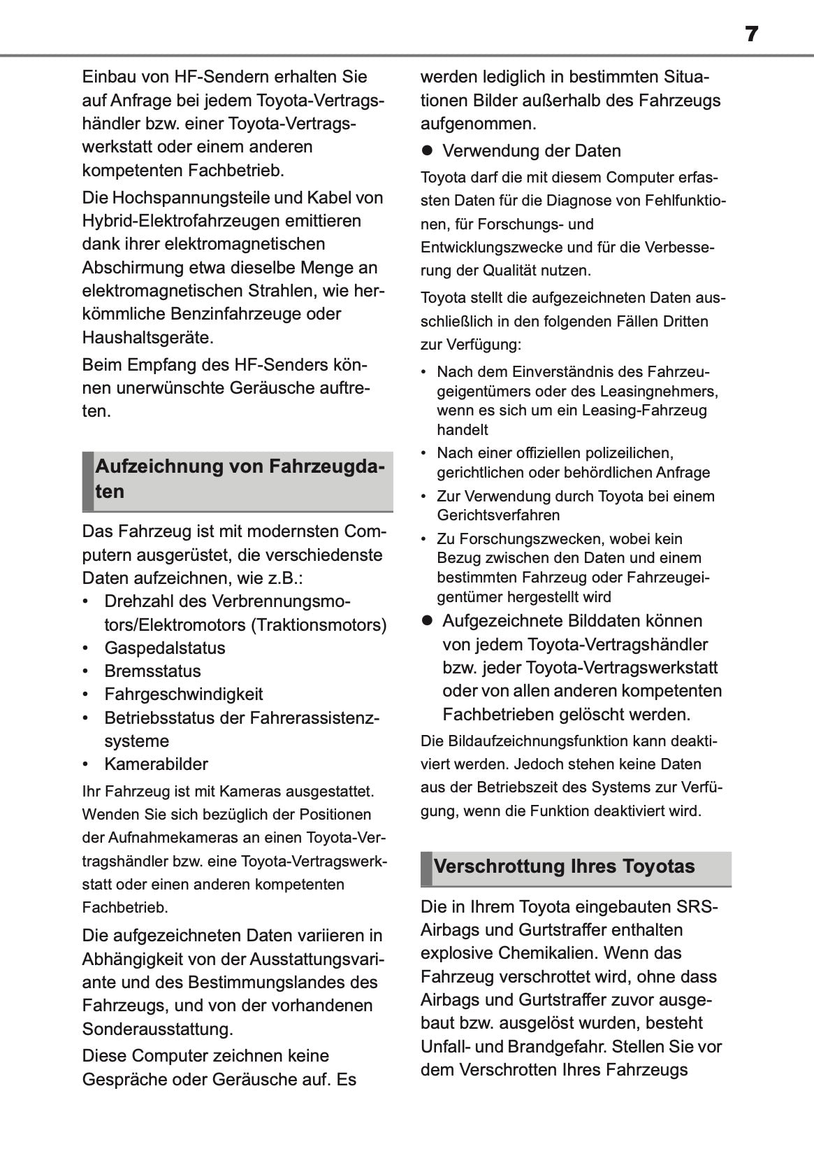 2023-2024 Toyota Yaris Hybrid Bedienungsanleitung | Deutsch