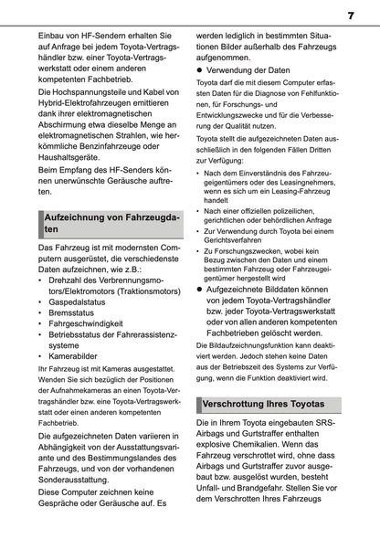 2023-2024 Toyota Yaris Hybrid Bedienungsanleitung | Deutsch