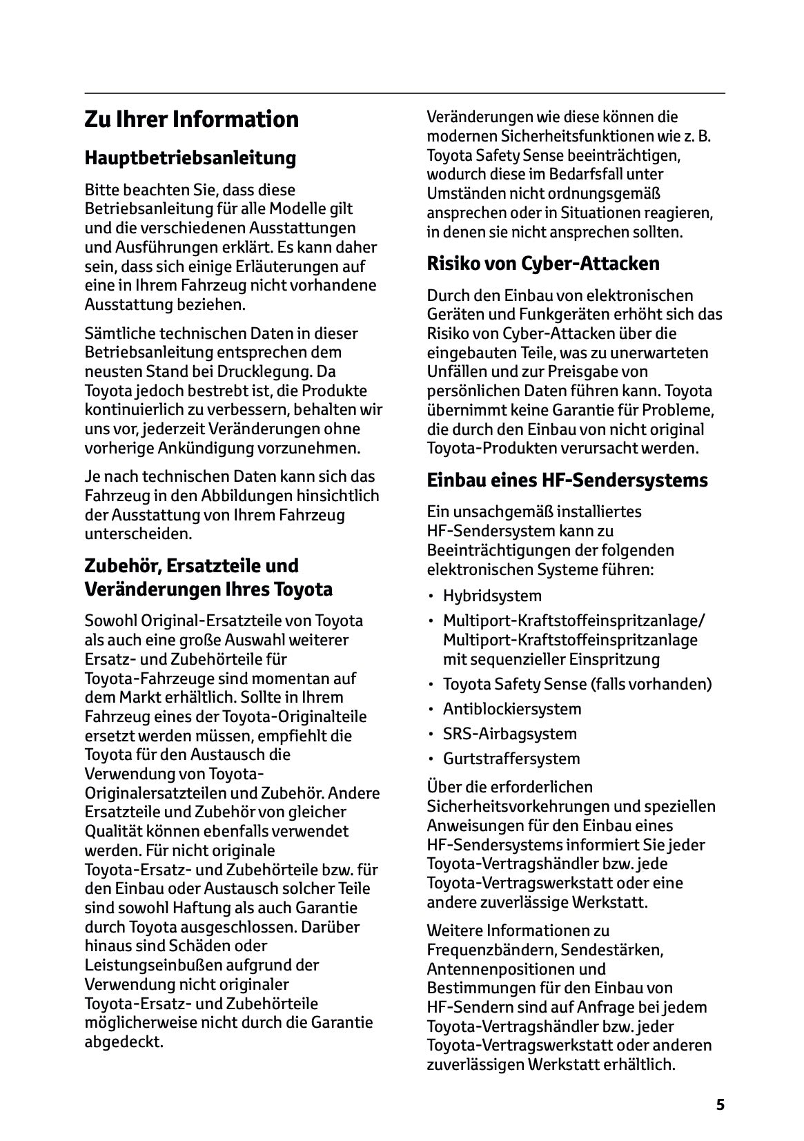 2025 Toyota Yaris Hybrid Owner's Manual | German