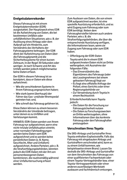 2025 Toyota Yaris Hybrid Owner's Manual | German