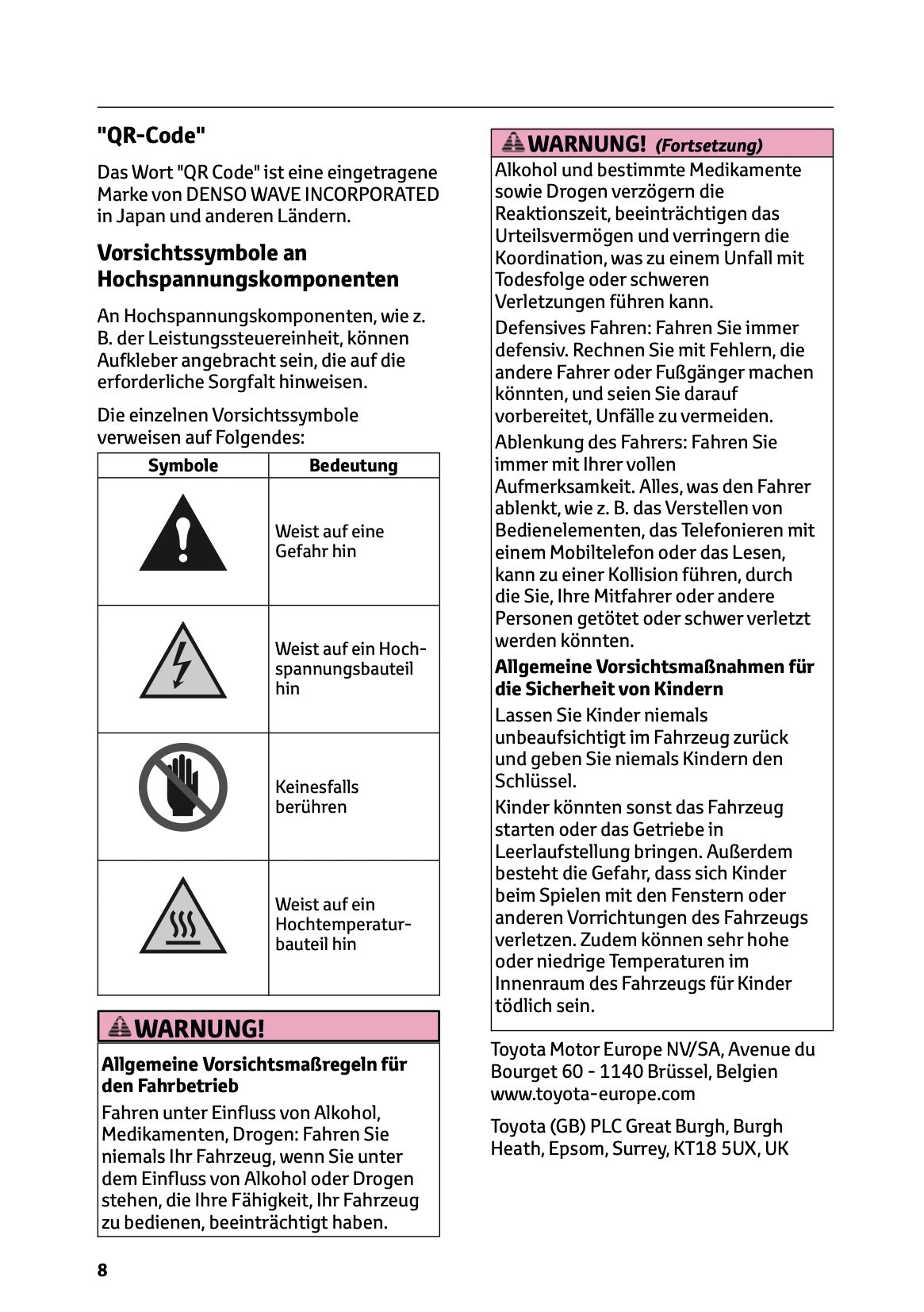 2025 Toyota Yaris Hybrid Owner's Manual | German