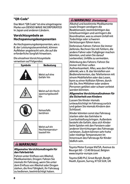 2025 Toyota Yaris Hybrid Owner's Manual | German