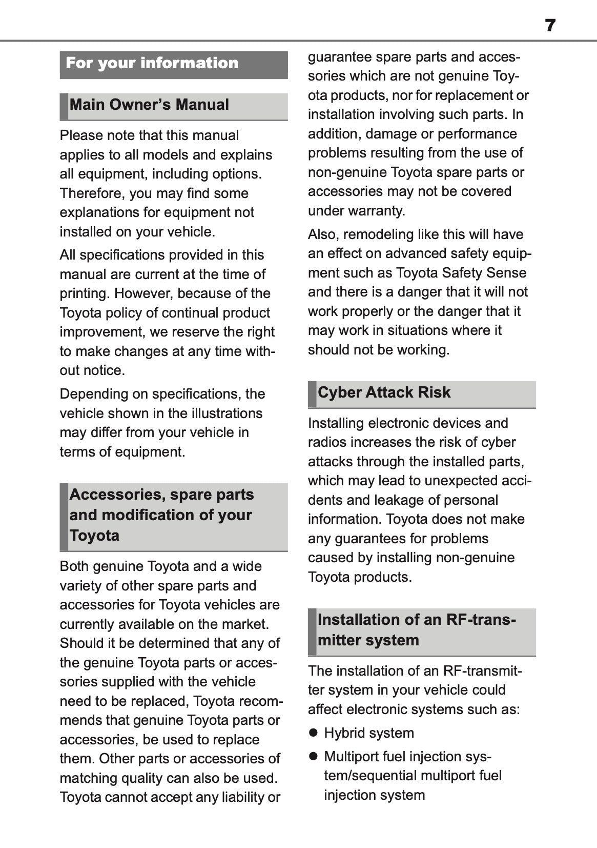 2025 Toyota Yaris Hybrid Owner's Manual | English