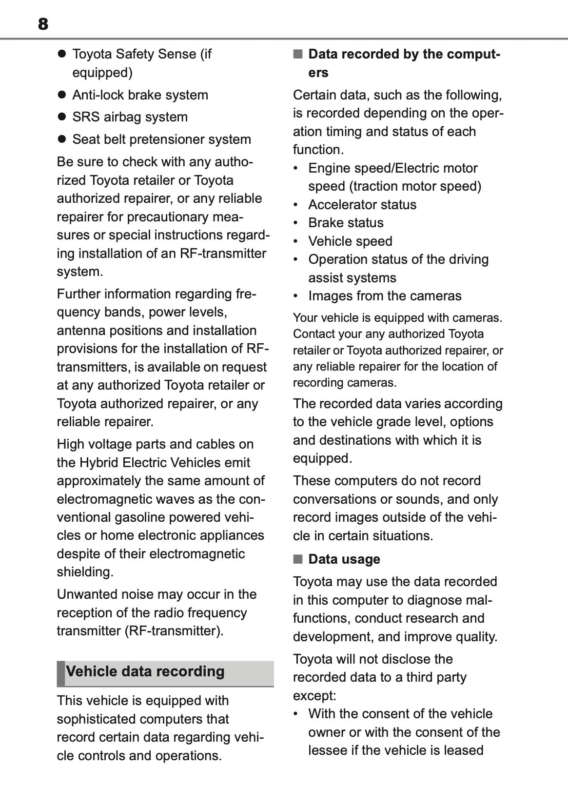 2025 Toyota Yaris Hybrid Owner's Manual | English