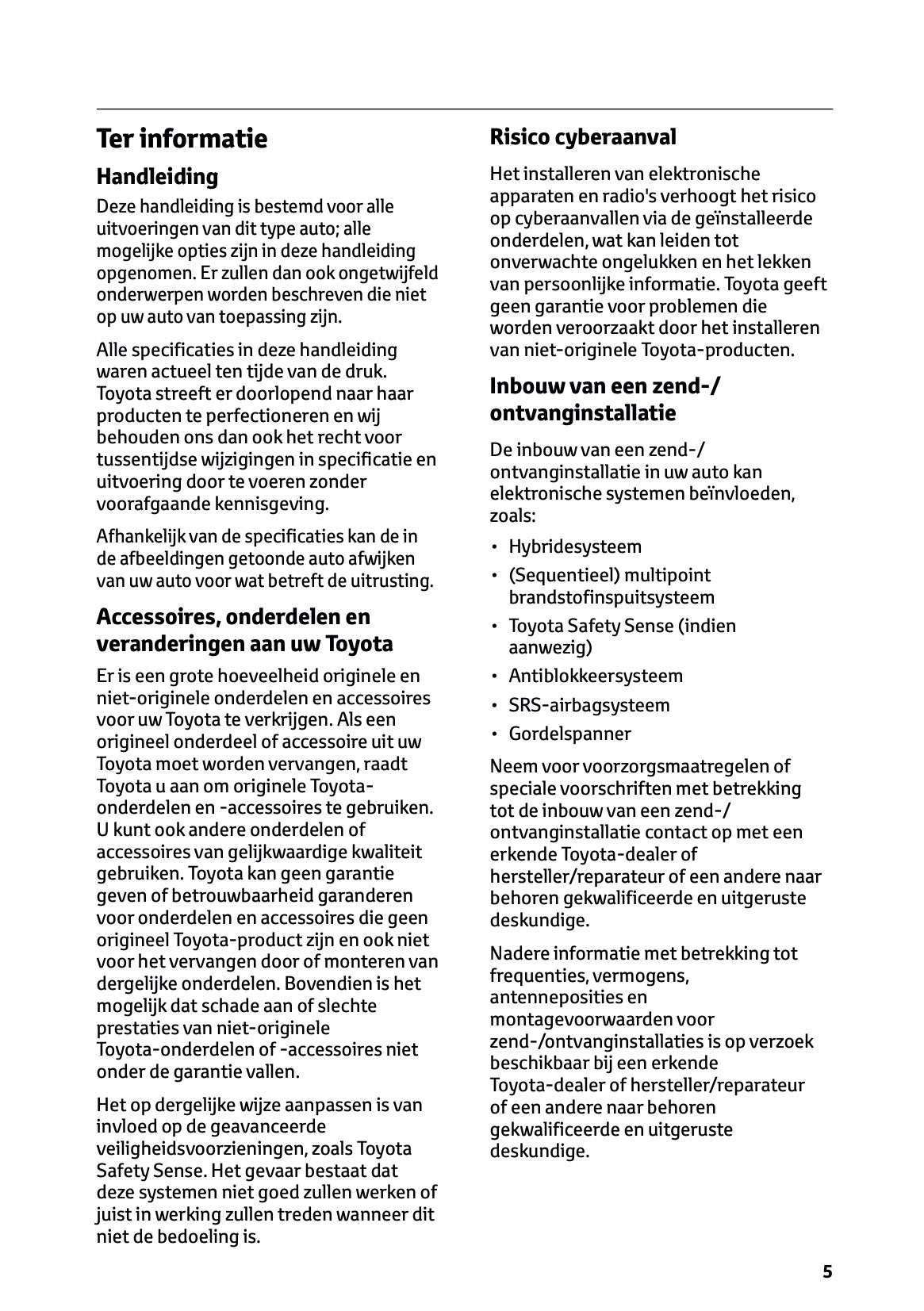 2025-2026 Toyota Yaris Hybrid Gebruikershandleiding | Nederlands