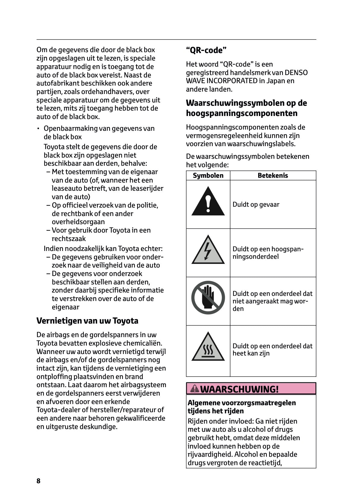 2026 Toyota Yaris Hybrid Owner's Manual | Dutch