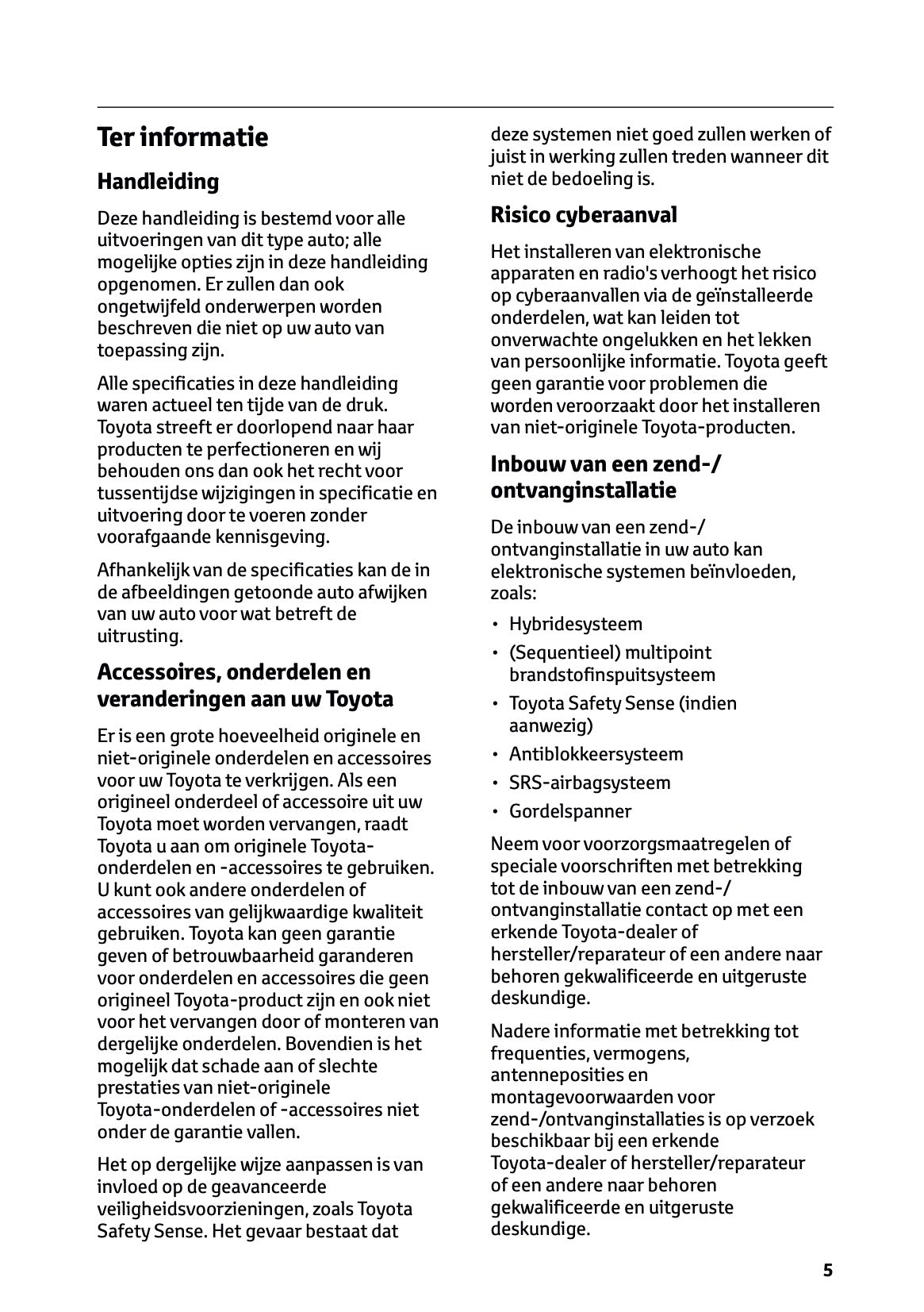 2025 Toyota Yaris Hybrid Gebruikershandleiding | Nederlands