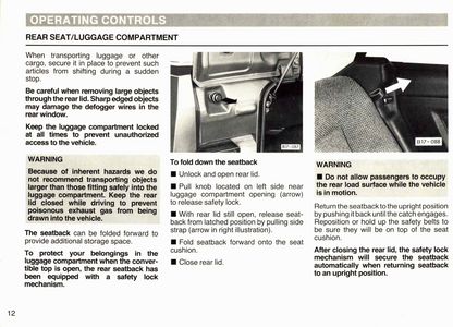 1986 Volkswagen Cabriolet Owner's Manual | English