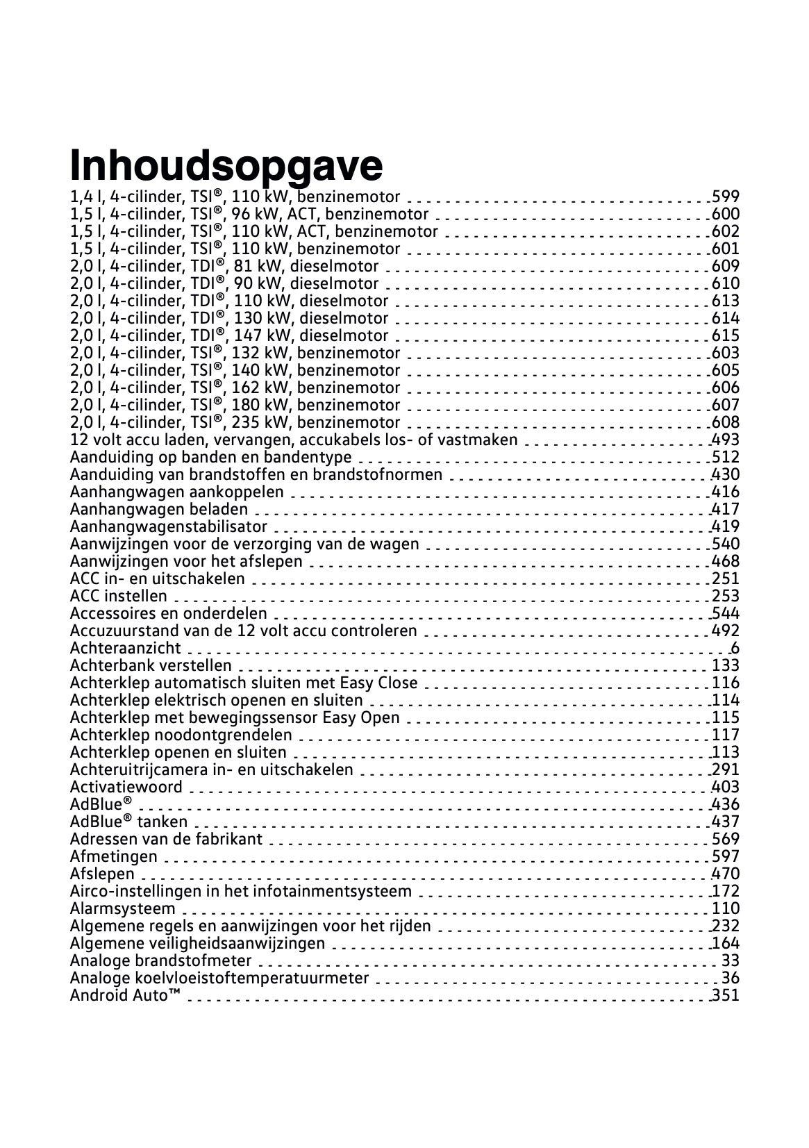 2020-2021 Volkswagen Tiguan Owner's Manual | Dutch