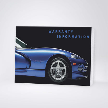 1996 Dodge Viper GTS Warranty & Maintenance Booklet | English