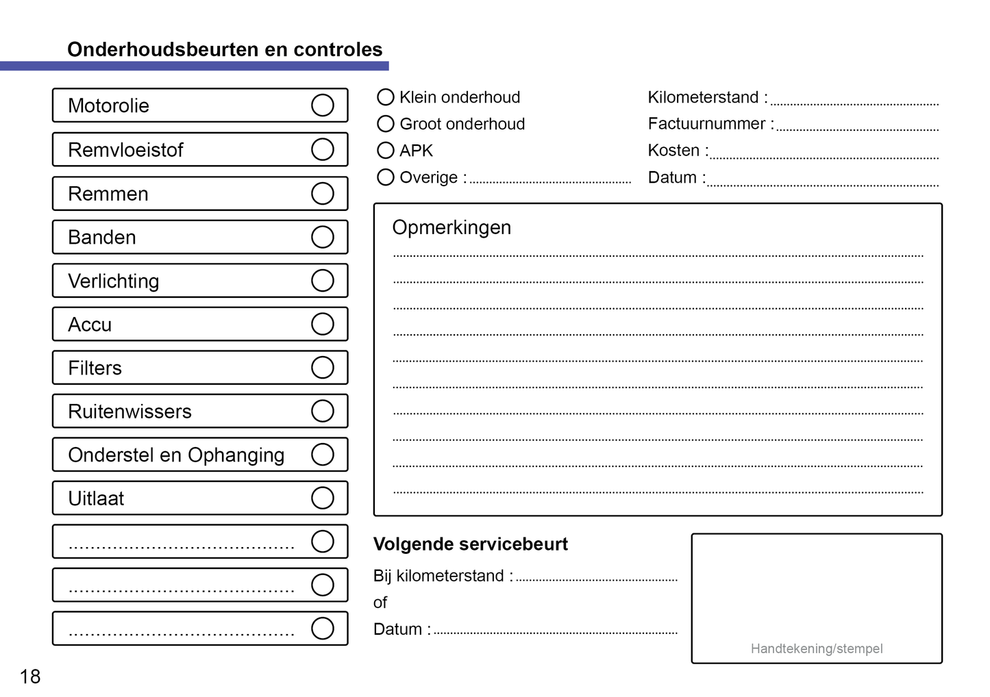 Onderhoudsboekje voor Opel