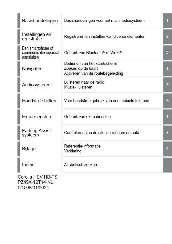 2024 Toyota Corolla Touring Sports Navigation Manual | Dutch