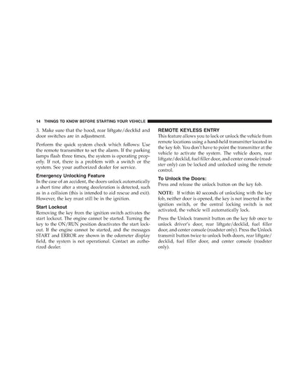 2005 Chrysler Crossfire SRT6 Owner's Manual | English