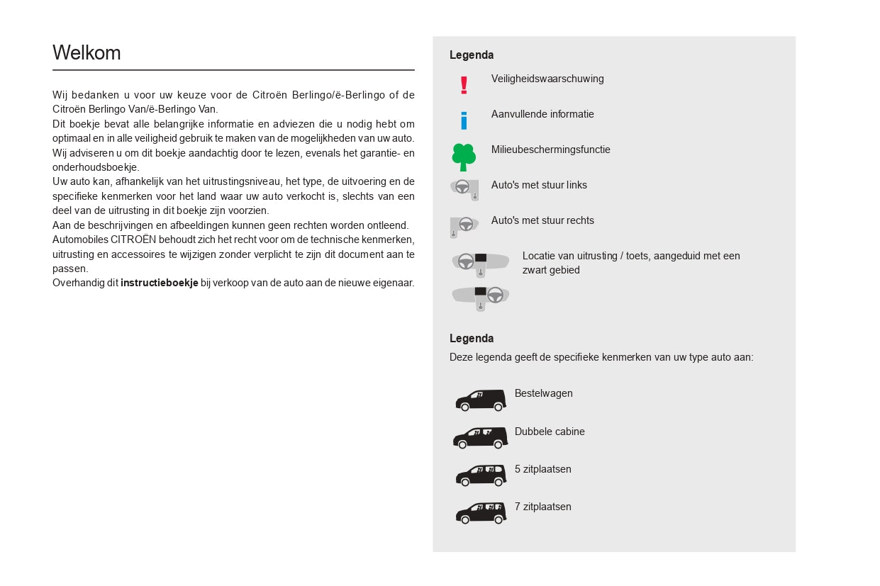 2021-2023 Citroën Berlingo / E-Berlingo / Berlingo Van / E-Berlingo Van Bedienungsanleitung | Niederländisch