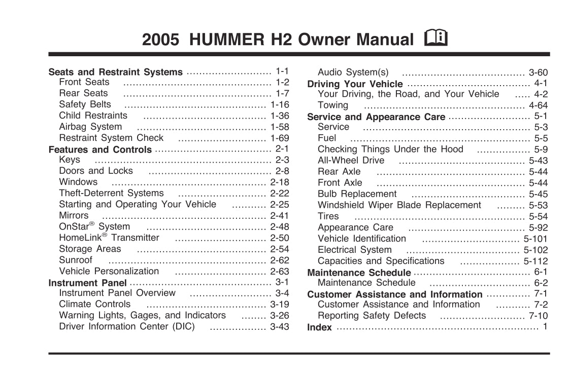 2005 Hummer H2 Bedienungsanleitung | Englisch