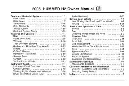 2005 Hummer H2 Owner's Manual | English