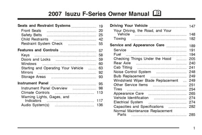 2007 Isuzu F-Series Gebruikershandleiding | Engels