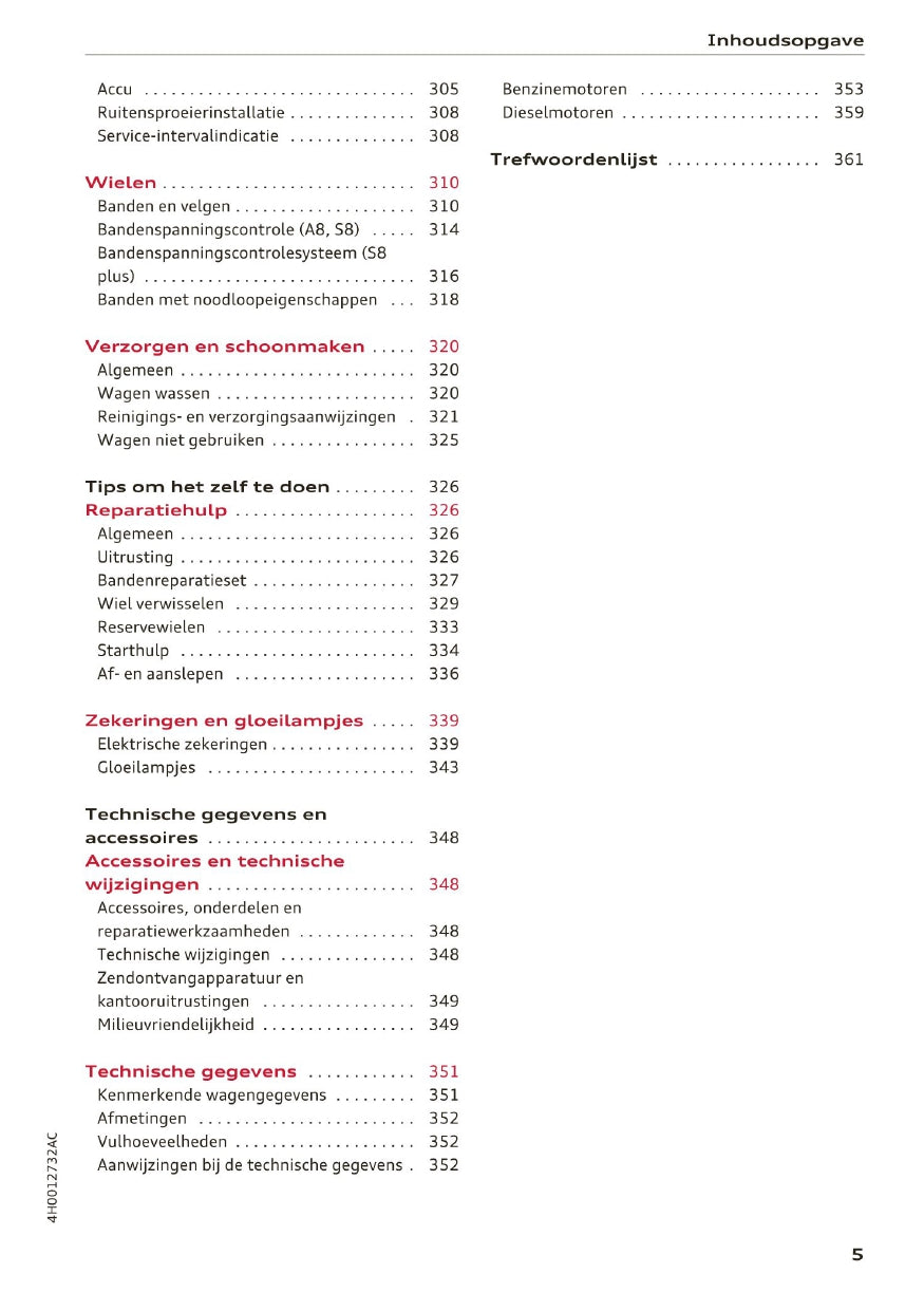 2014 - 2017 Audi A8 / S8 / S8 Plus Owner's Manual | Dutch