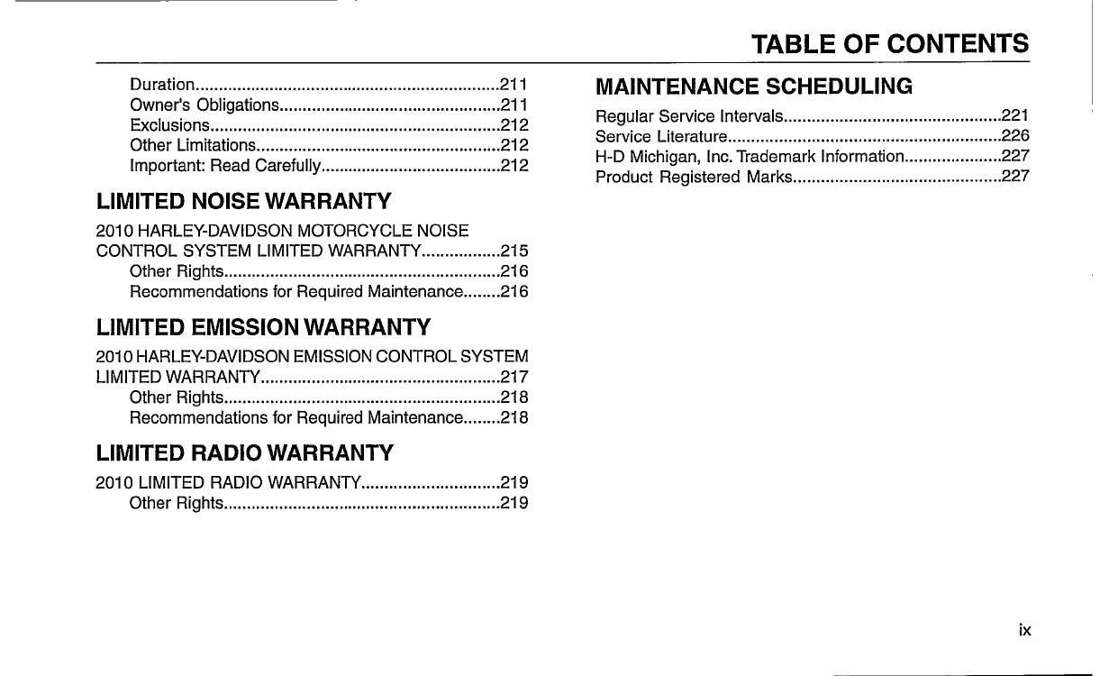 2010 Harley-Davidson Trike Bedienungsanleitung | Englisch