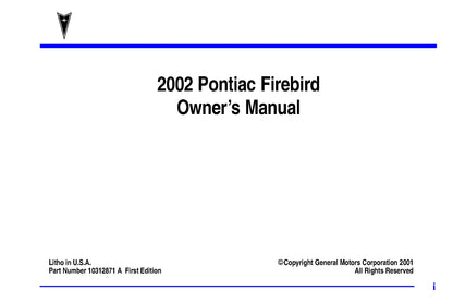 2002 Pontiac Firebird Owner's Manual | English