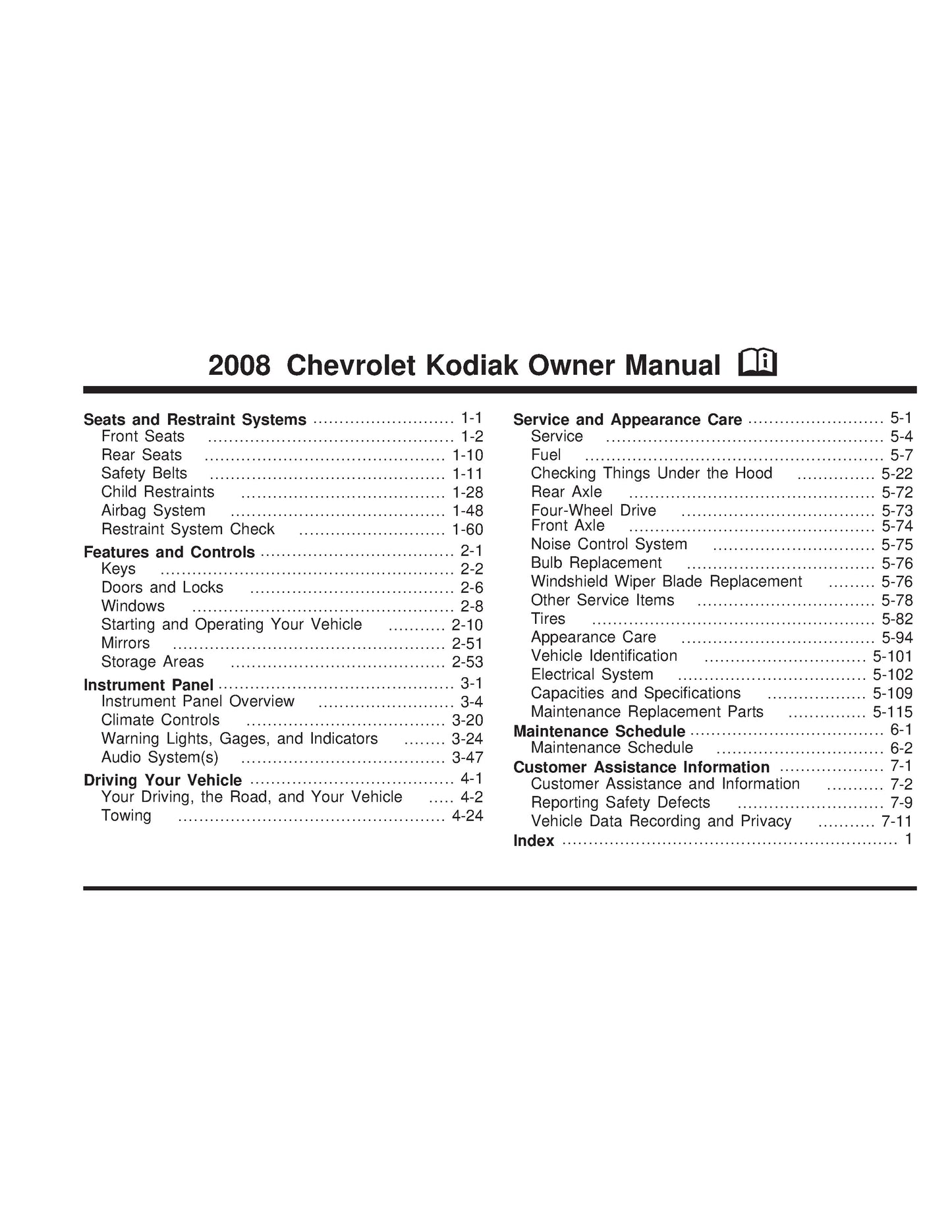 2008 Chevrolet Kodiak Owner's Manual | English