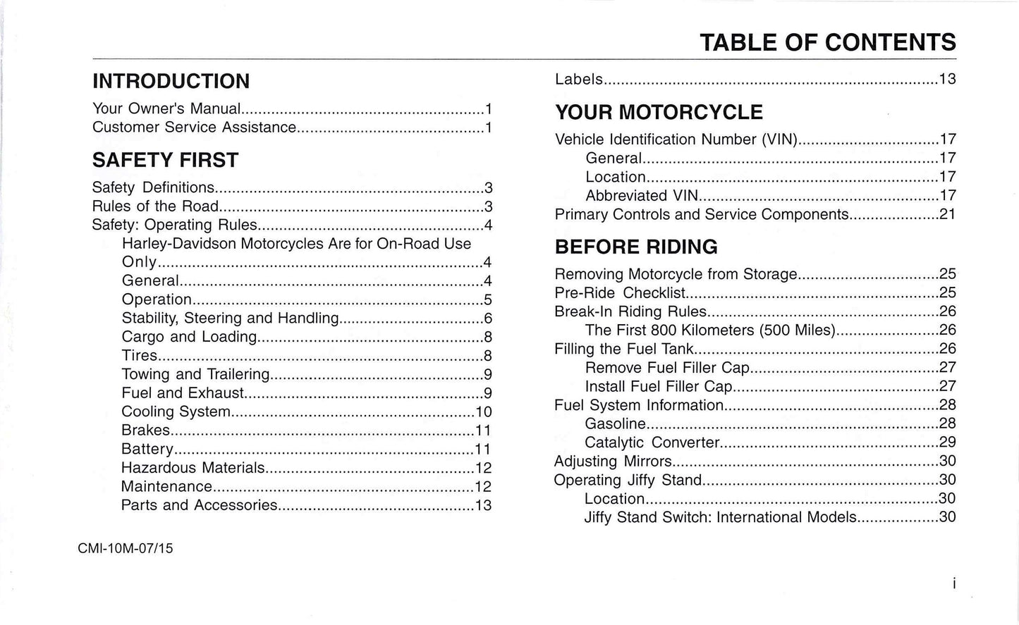 2016 Harley-Davidson Street Owner's Manual | English