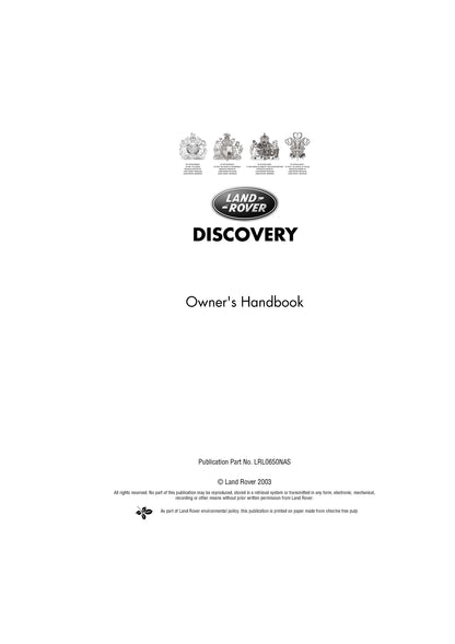 2004 Land Rover Discovery Bedienungsanleitung | Englisch