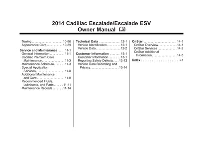 2014 Cadillac Escalade / ESV Gebruikershandleiding | Engels