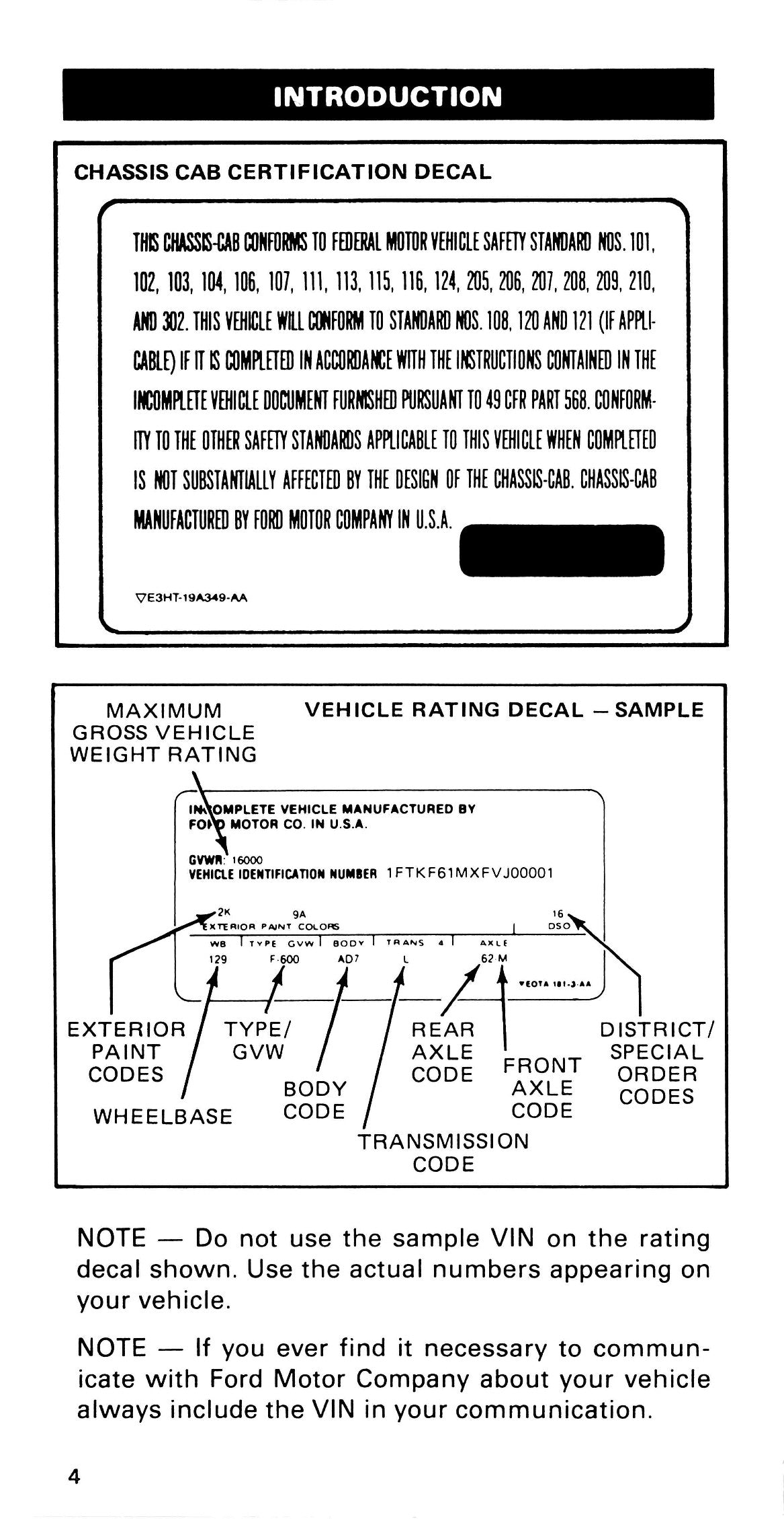 1985 Ford Medium Duty / 600 / 700 / 7000 Owner's Manual | English