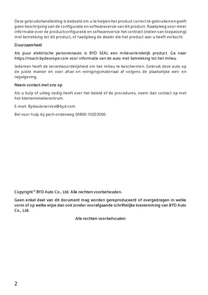 2023-2024 BYD Seal Manuel du propriétaire | Néerlandais