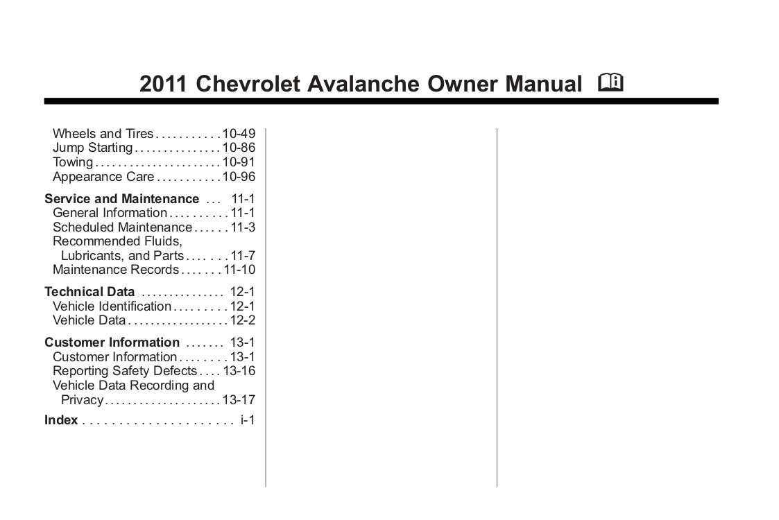 2011 Chevrolet Avalanche Bedienungsanleitung | Englisch