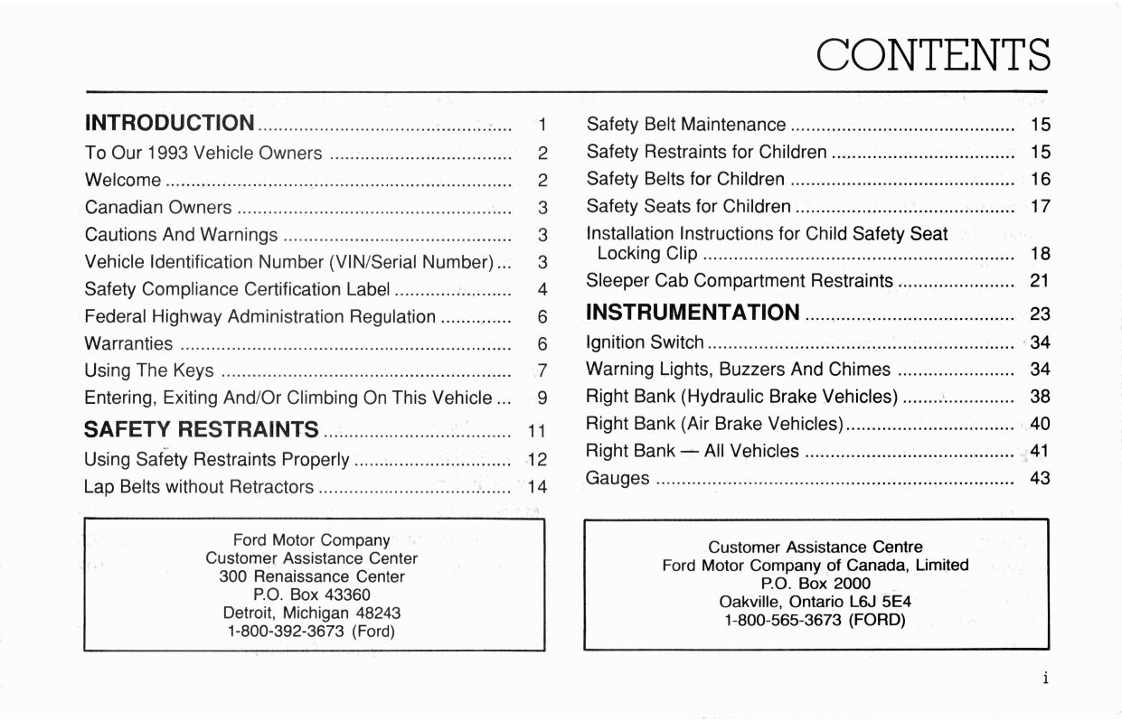 1993 Ford L-Series Bedienungsanleitung | Englisch