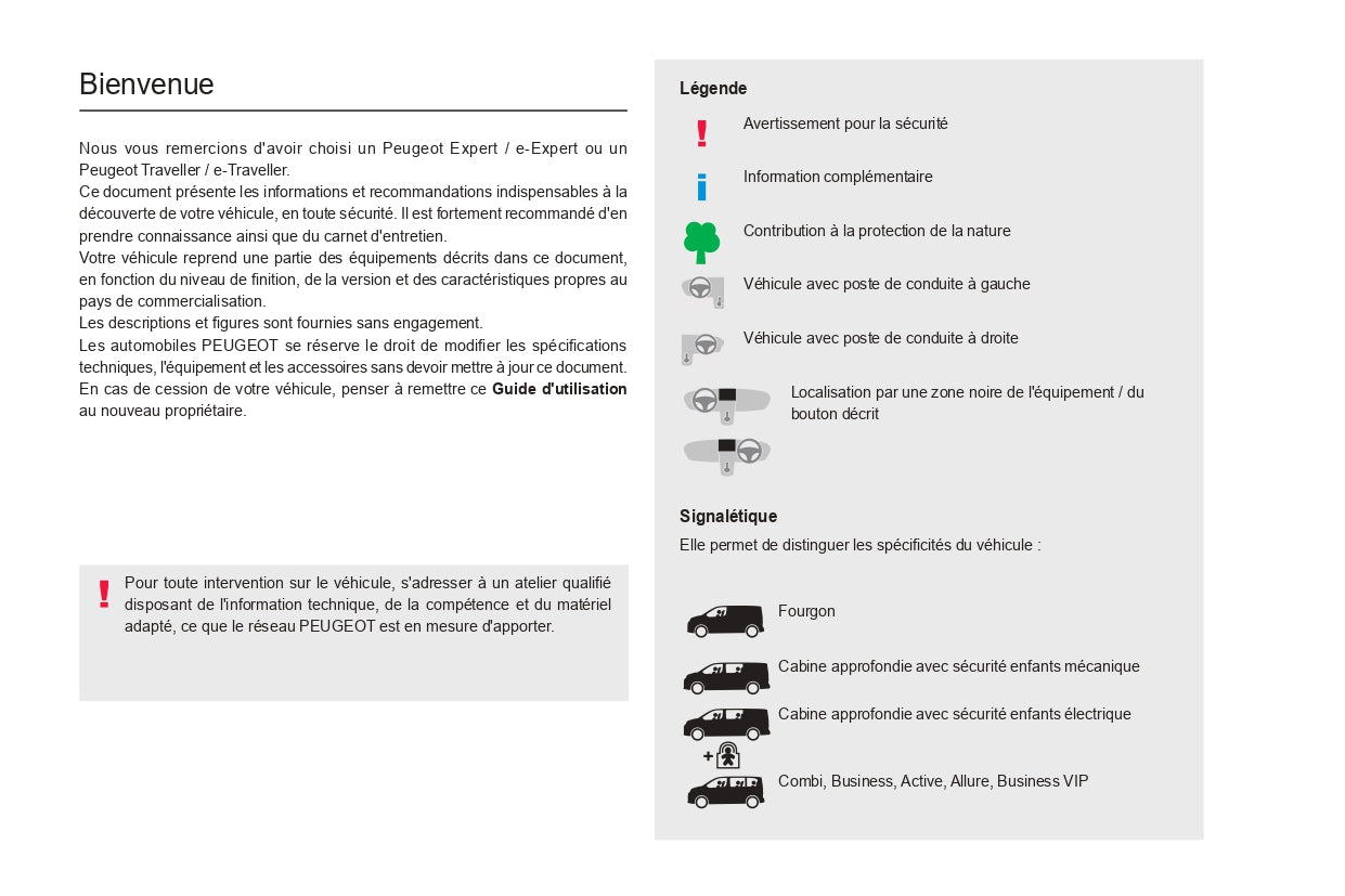2022-2024 Peugeot Expert/e-Expert/Traveller/e-Traveller Bedienungsanleitung | Französisch