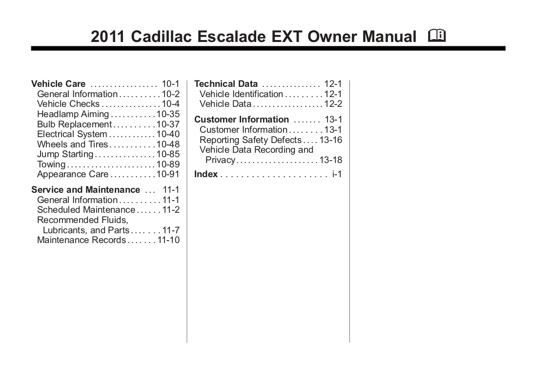 2011 Cadillac Escalade EXT Bedienungsanleitung | Englisch