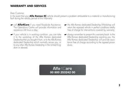 Alfa Romeo 4C Warranty And Services 2015 | English
