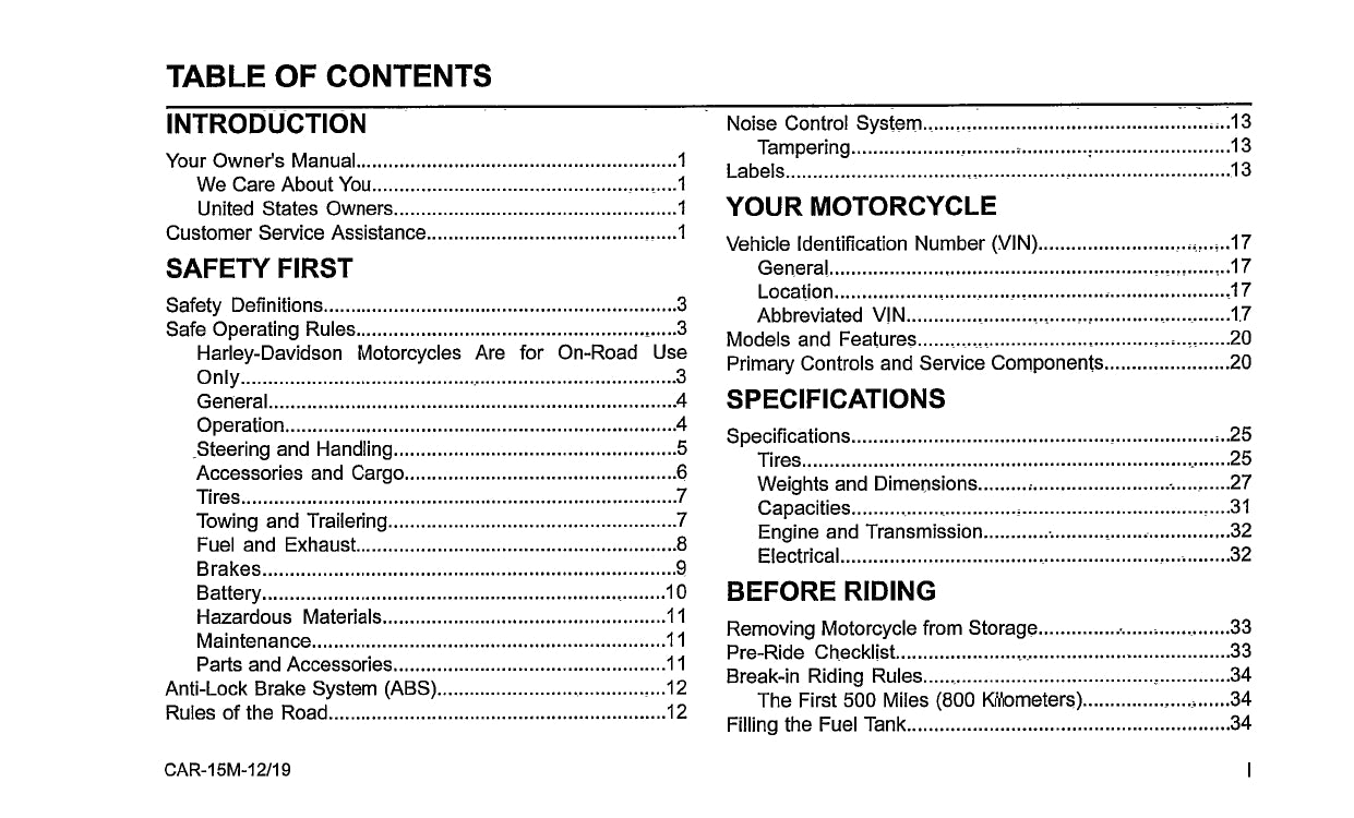 2020 Harley-Davidson Softail Owner's Manual | English