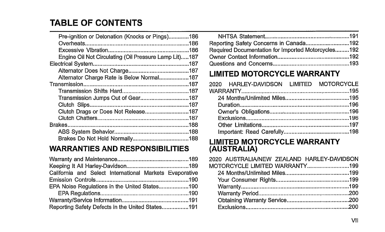 2020 Harley-Davidson Softail Owner's Manual | English