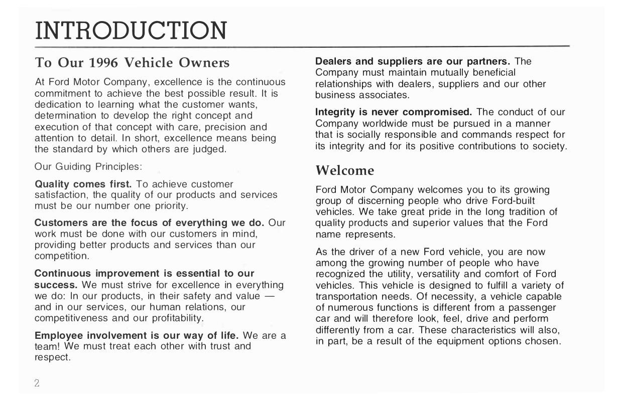 1996 Ford L-Series Bedienungsanleitung | Englisch