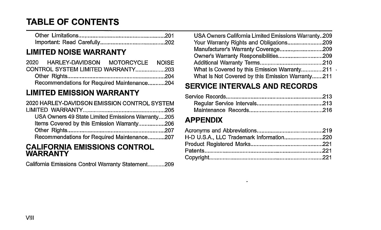 2020 Harley-Davidson Softail Owner's Manual | English