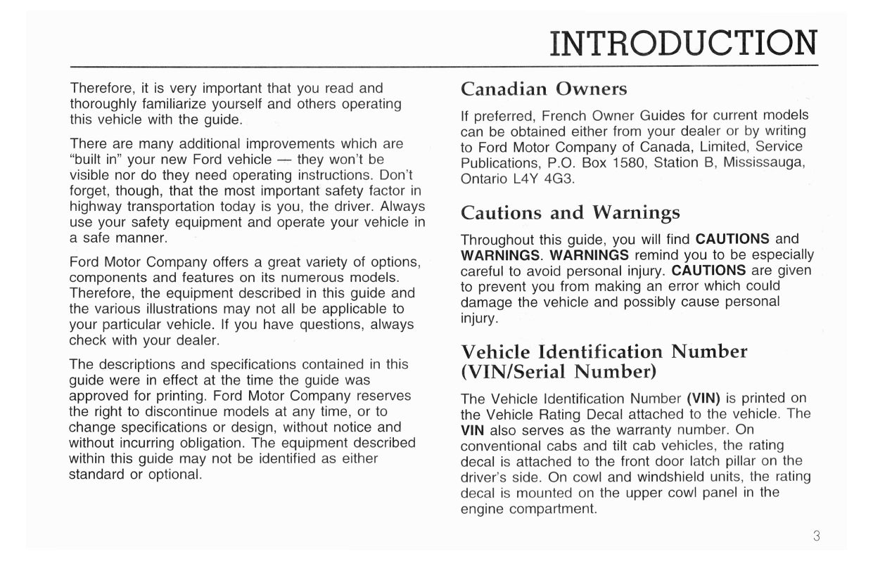 1996 Ford L-Series Owner's Manual | English