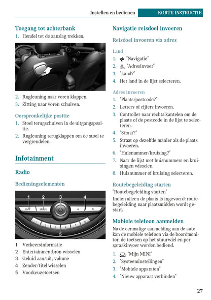 2020 Mini Cooper SE Owner's Manual | Dutch