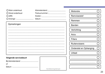 Onderhoudsboekje voor Nissan