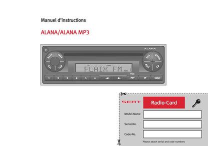 Seat Radio Alana - Alana MP3 Guide d'instructions