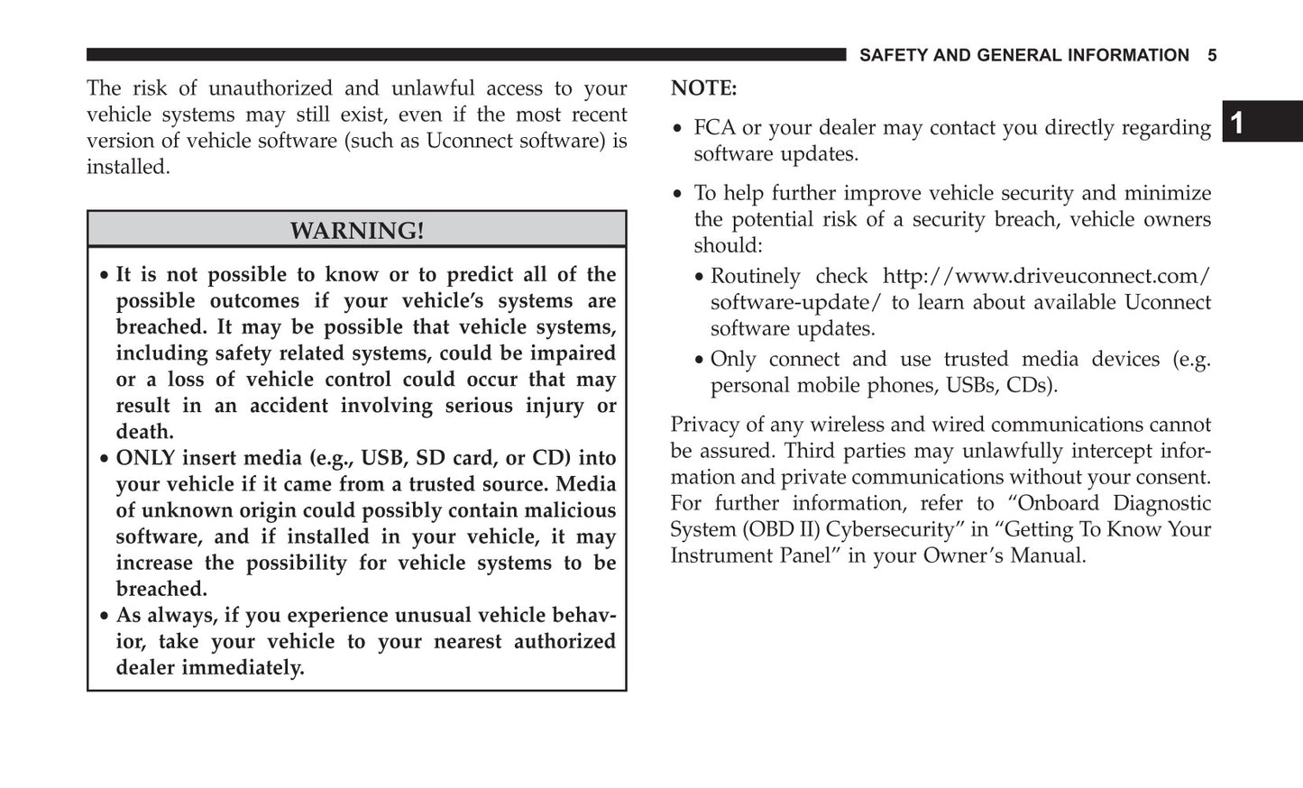 Uconnect Radio 4.3 / 4.3S Supplement Owner's Manual