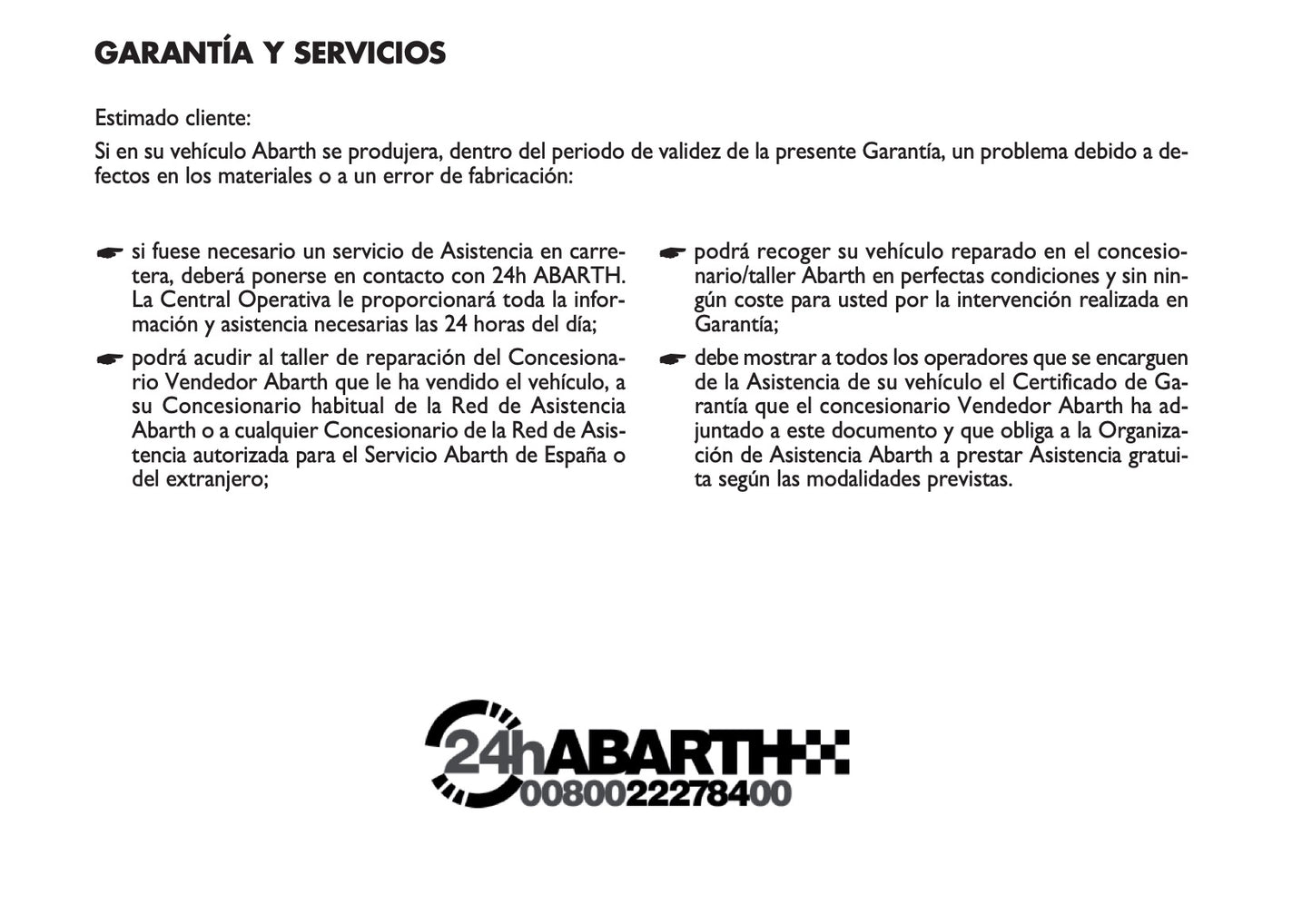 Abarth Garantia Y Servicios 2016 - 2018