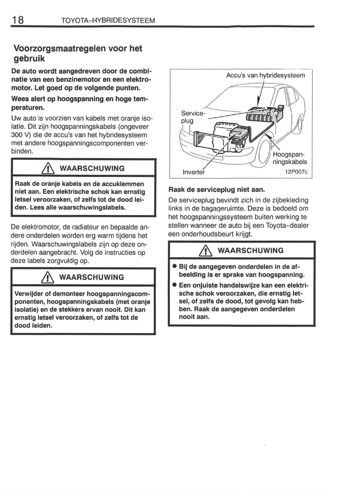 2000-2001 Toyota Prius Gebruikershandleiding | Nederlands