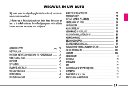 1997-2003 Alfa Romeo 156 Owner's Manual | Dutch