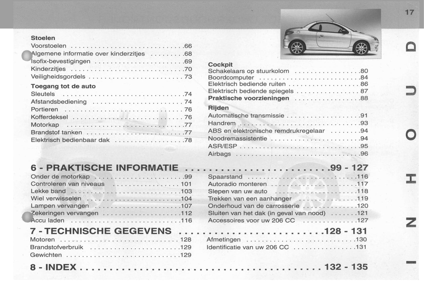 2003-2004 Peugeot 206 CC Manuel du propriétaire | Néerlandais